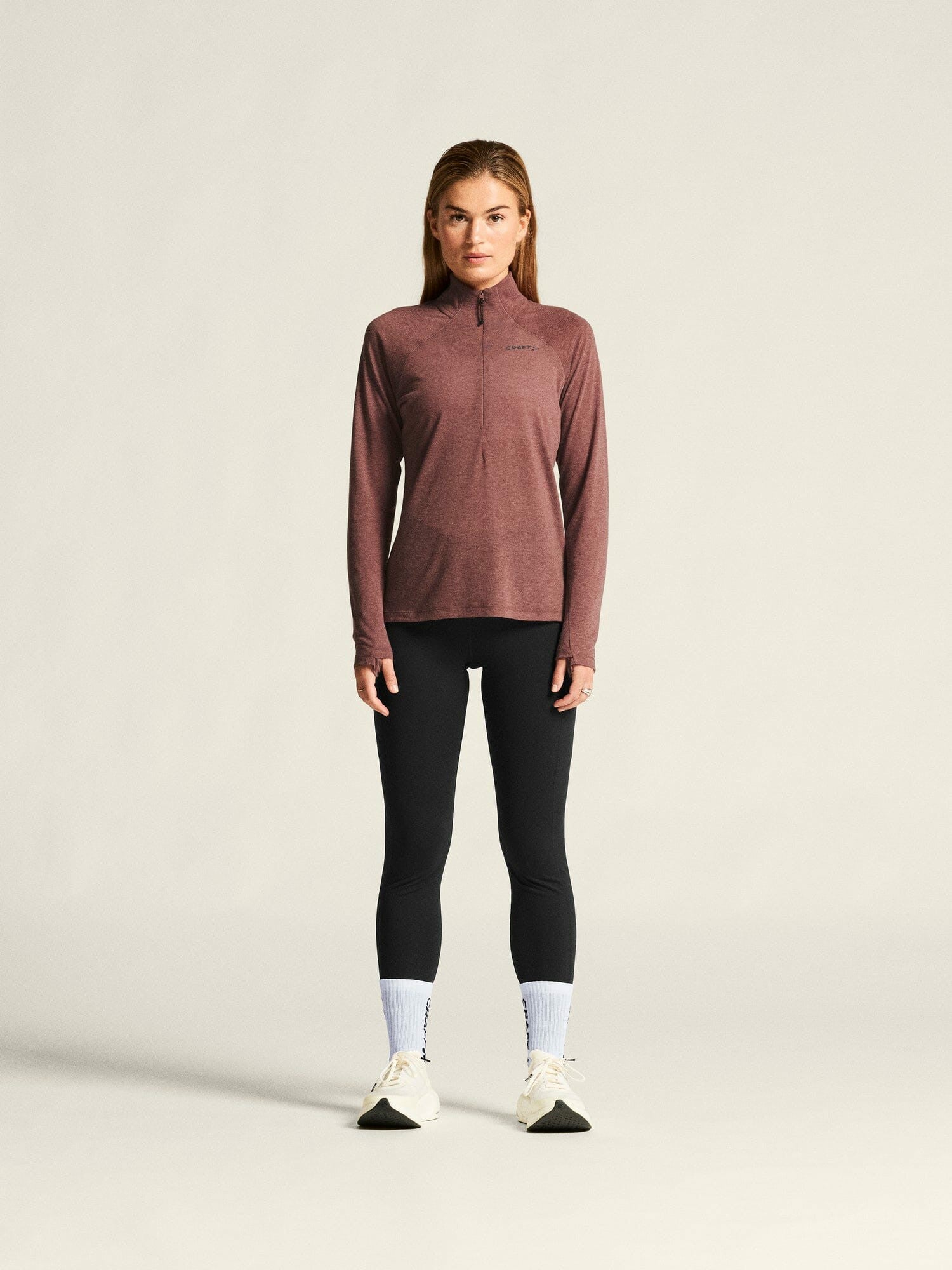 Craft ADV SubZ Wool Longsleeve Tee 3 - ROSE BROWN/MELANGE