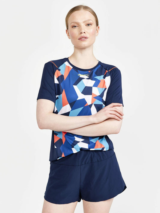 Craft Pro Dazzle Camo Running Tee - BLAZE/P DAZZLE CAMO